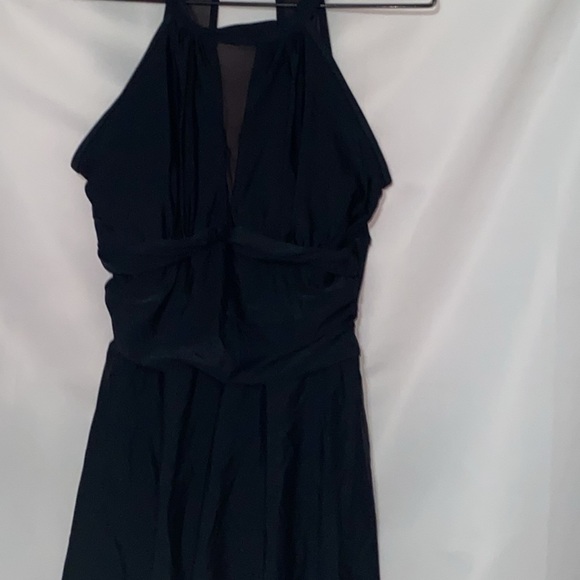 HOLIPICK WO SIZE LARGE BLACK MESH SHEER INSET RUCHED MIDDLE ONE PIECE SWIMSUIT - Picture 13 of 13